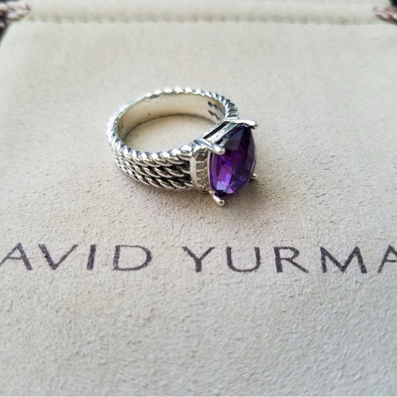 David Yurman Petite Wheaton Ring with Amethyst and white Diamonds - Picture 2 of 5